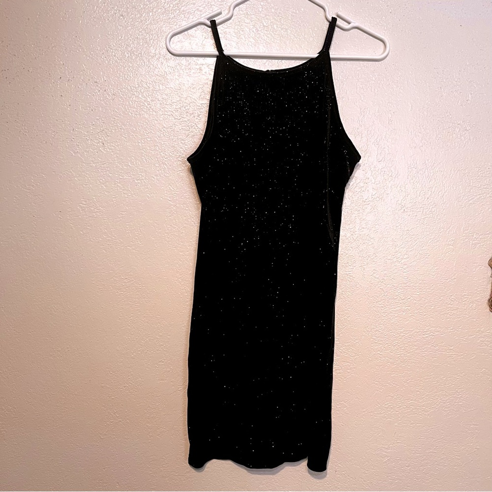 Black velvet glitter dress